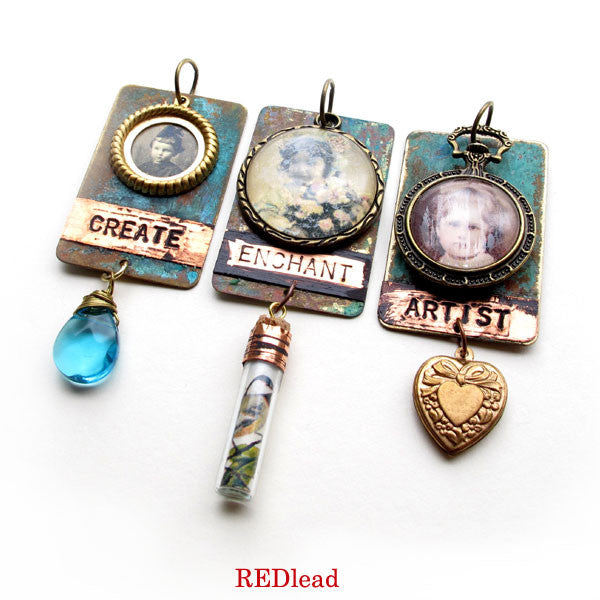 Mixed Media Patina Art Charms