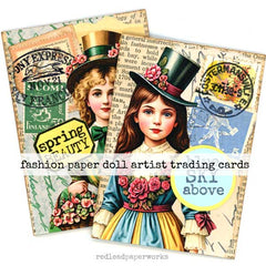Artist Trading Card Fashion Paper Doll Mixed Media Art