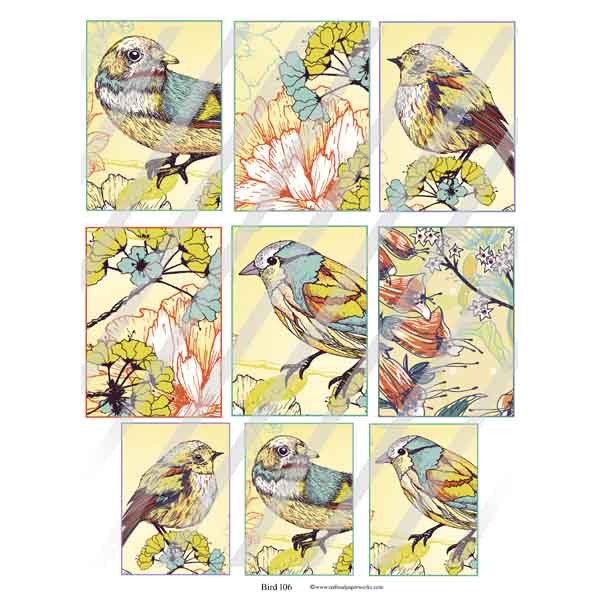 Bird 106 Artist Trading Card Collage Sheet