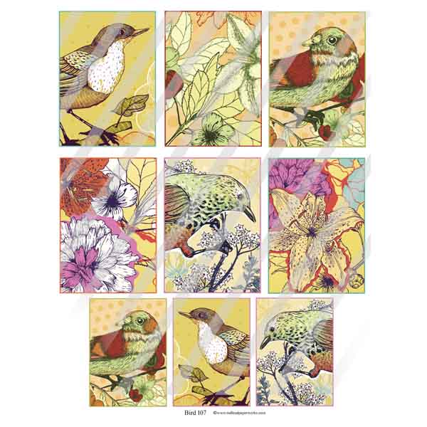 Bird 107 Artist Trading Card Collage Sheet