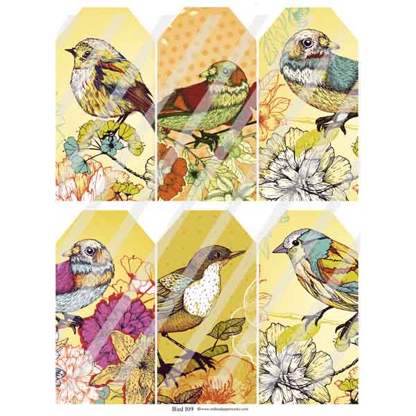 Bird 109 Tags Collage Sheet