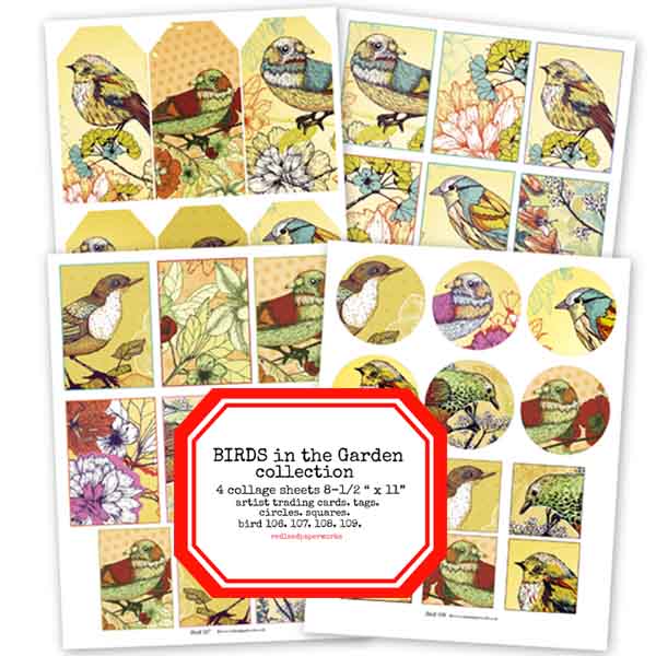Birds in the Garden Collage Sheet Collection Save 30%
