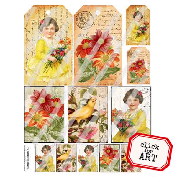 Vintage Elements 477 Collage Sheet Vintage Flower Collage Sheets