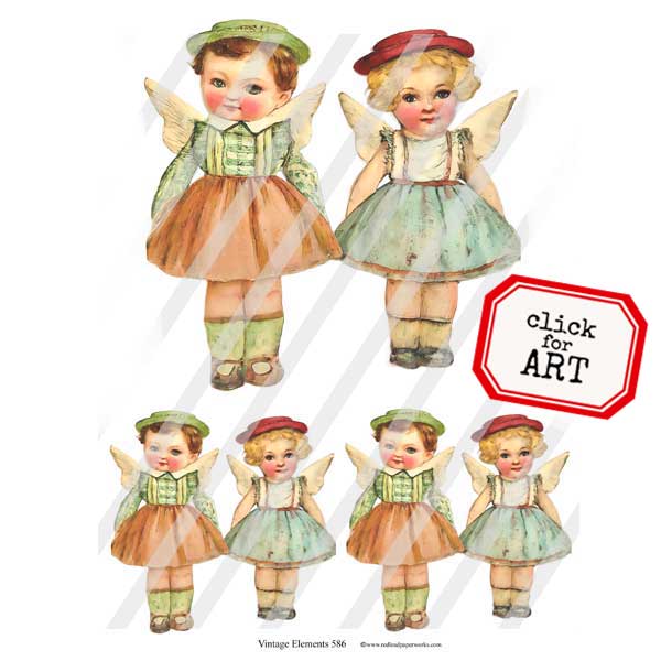 Vintage Elements 586 June and Jane Paper Dolls Collage Sheet Vintage Elements 586 June and Jane Paper Dolls Collage Sheet