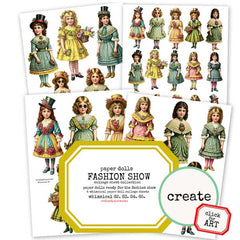 Vintage Fashion Show Paper Dolls Collage Sheets