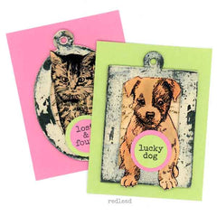 Wood  Mounted Lucky Dog Rubber Stamp