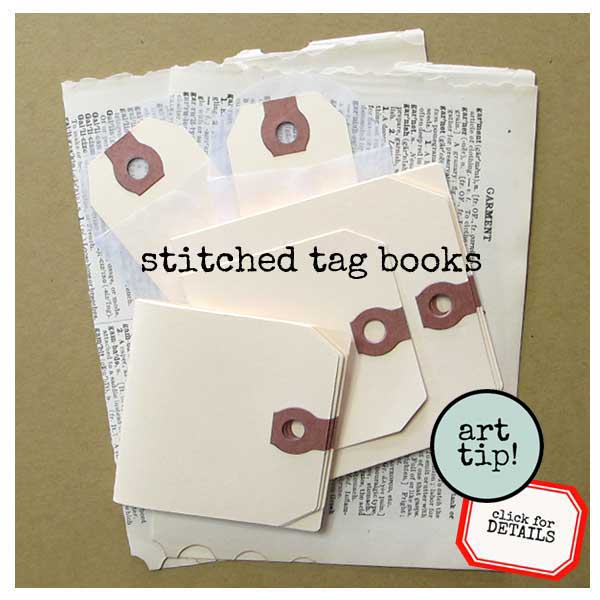 2 Stitched Manila Tag Books Art Kit 2 Stitched Manila Tag Books Art Kit