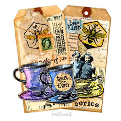 Wood Mounted Tea for Two Rubber Stamp