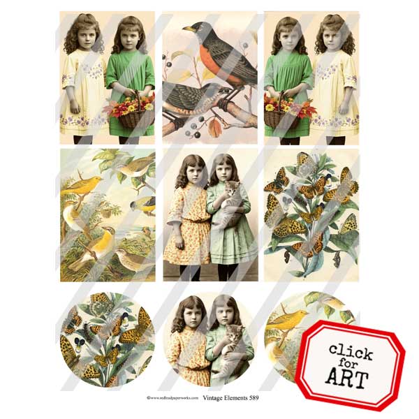 Vintage Elements 589 Artist Trading Cards Collage Sheet Vintage Elements Autumn Collage Sheets