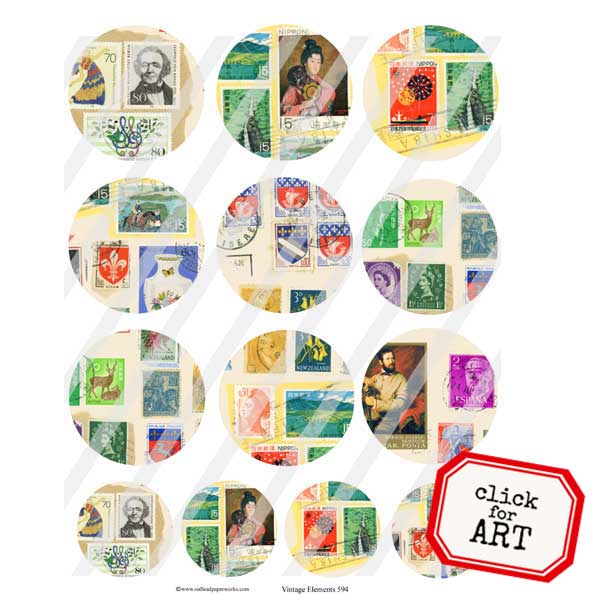 Vintage Elements 594 Postage Artist Trading Coins Vintage Elements 594 Postage Artist Trading Coins