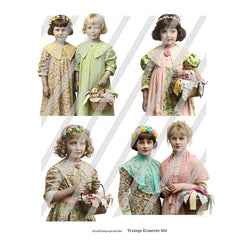 Vintage Elements 642 Sewist Paper Dolls Collage Sheet