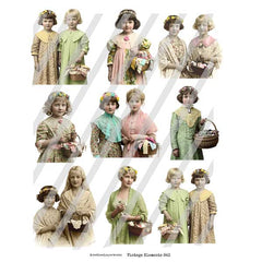 Vintage Elements 643 Sewist Paper Dolls Collage Sheet