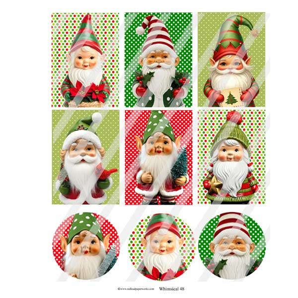 Whimsical 48 Gnome Artist Trading Cards Collage Sheet Whimsical 48 Gnome Artist Trading Cards Collage Sheet