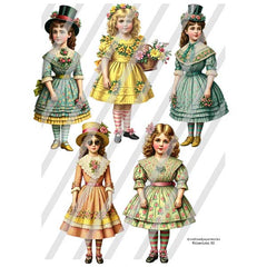 Whimsical Vintage Fashion Show Paper Doll Collage Sheets