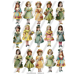 Whimsical Fashion Paper Dolls  Collage Sheet