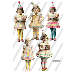 Birthday Party Paper Dolls Collage Sheet