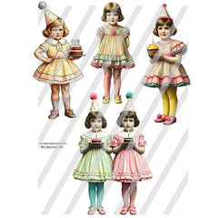 Whimsical Birthday Party Paper Doll Collage Sheets