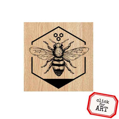 Wood Mounted Honey Bee Rubber Stamp