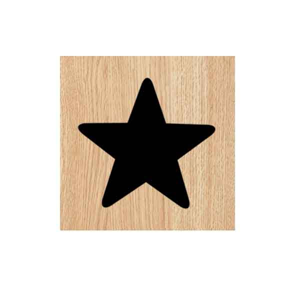 Wood Mounted Small Star Rubber Stamp