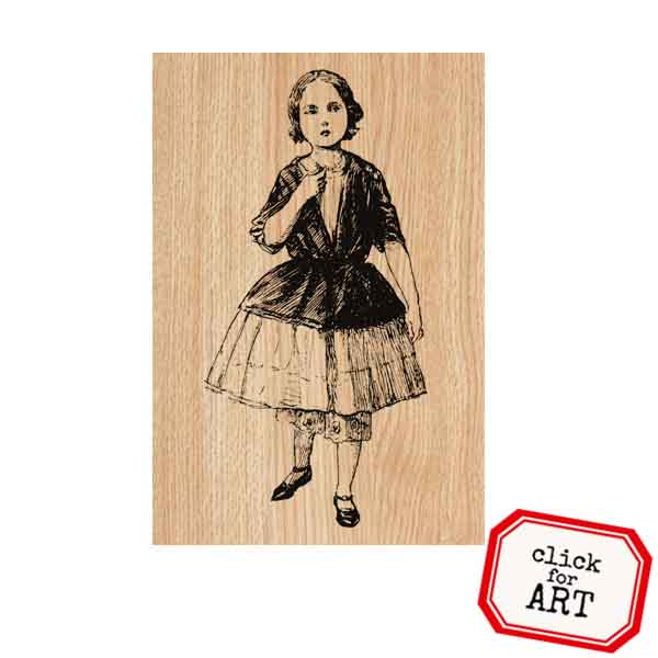 Wood Mount Victoriana Girl Rubber Stamp