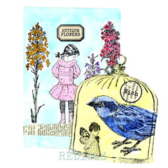 Large Bird Cage Rubber Stamp