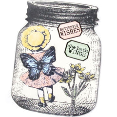 Rubber Stamp Little Labels Butterfly Wishes