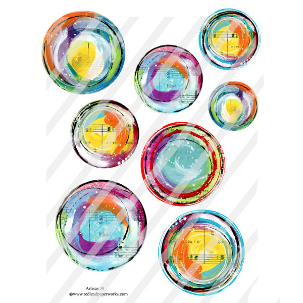 Artisan 19 Hand Painted Circles Collage Sheet