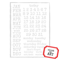 Calendar Rubber Stamp