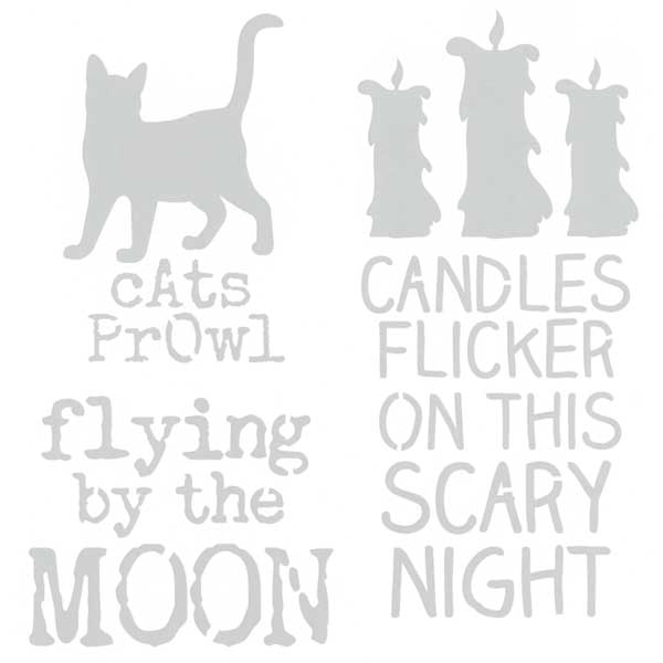 Cats Prowl Halloween Stencil 6 x 6
