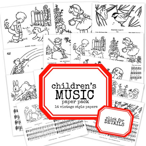 Children's Music Coloring Pages Paper Pack