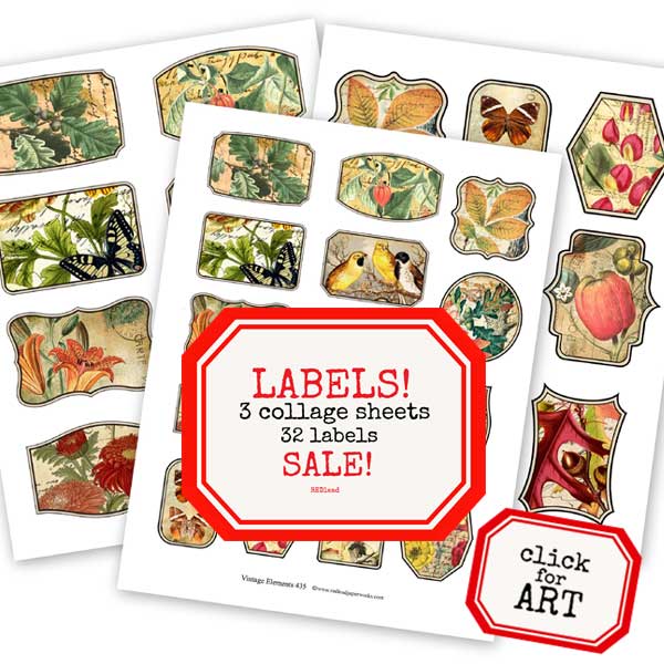 Vintage Style Labels Collage Sheets Collection