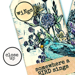Somewhere A Bird Sings Wood Mounted Rubber Stamp