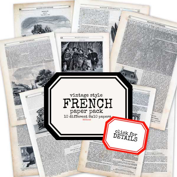 Vintage Style French Paper Pack Save 20% Vintage Style French Collage Sheets