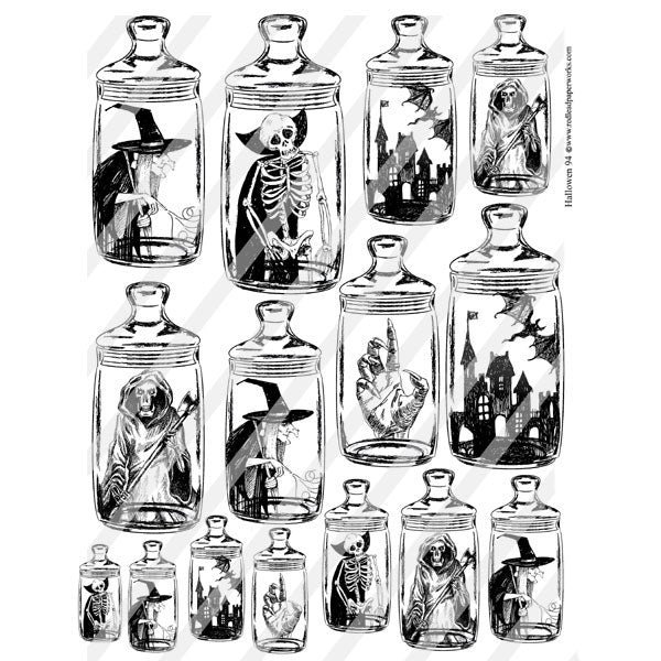 Halloween Jars Coloring Page Collage Sheet 94