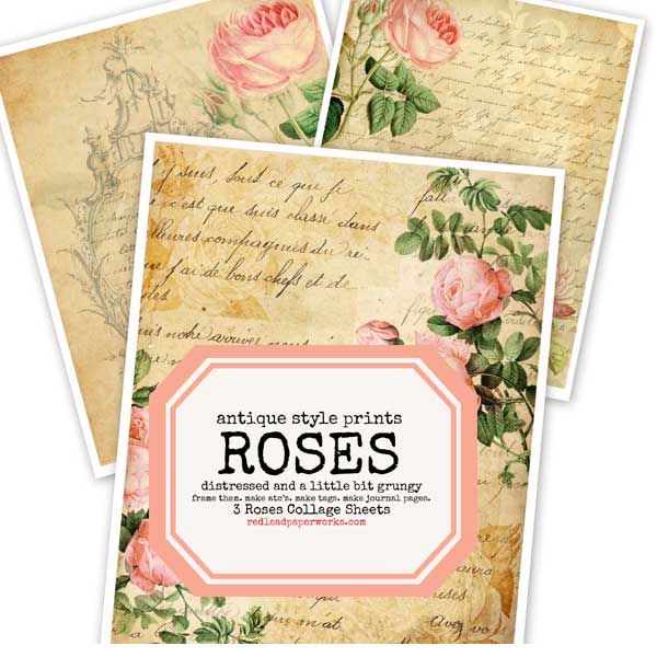 Antique Style Roses Collage Sheet Collection