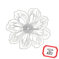 Double Dahlia Flower Rubber Stamp