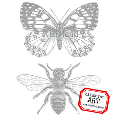 butterfly and bee rubber stamp