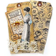 Vintage Buttons Rubber Stamp