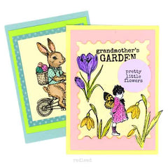 Wood Mount Grandmothers Garden Rubber Stamp. The size of the rubber stamp is 3/4" x 2-1/2".
