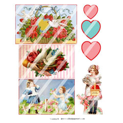 Vintage Valentine 81 Post Cards Collage Sheet