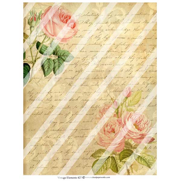 Vintage Elements 427 Antique Style Roses Collage Sheet