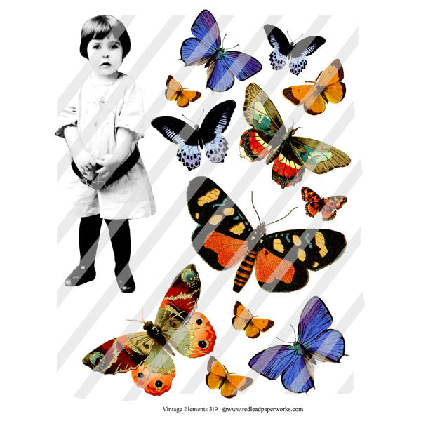 Vintage Elements 319 Butterfly Girl Collage Sheet Vintage Elements 319 Butterfly Girl Collage Sheet