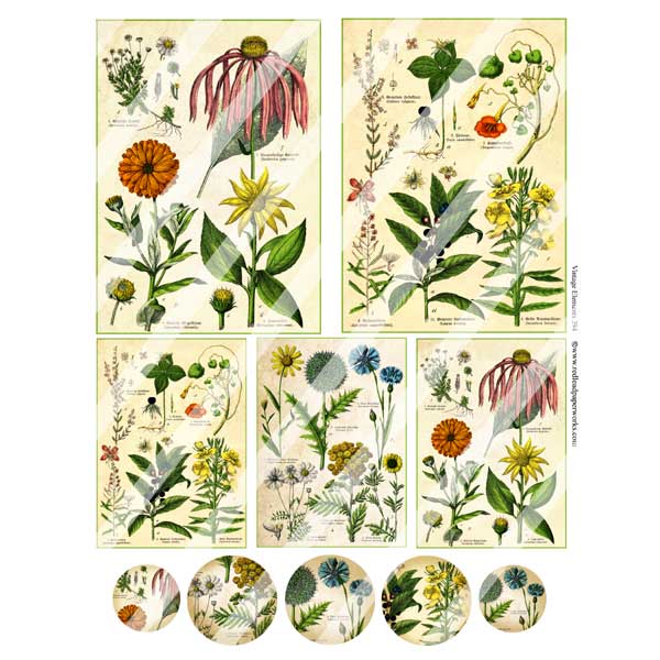 Antique Flowers Vintage Elements 394 Collage Sheet