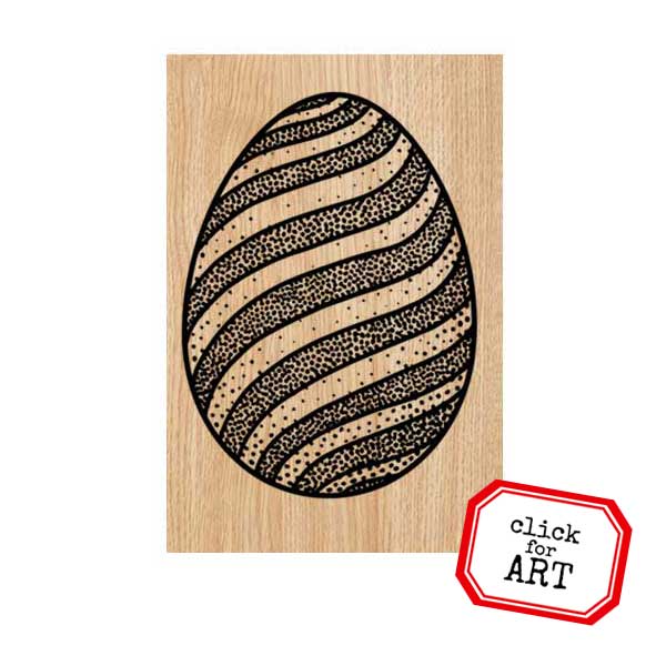 Striped Easter Egg Wood Mount Rubber Stamp