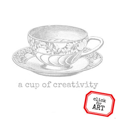 A Cup of Creativity Tea Cup Rubber Stamp