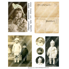 old photos and post card paper collage sheet