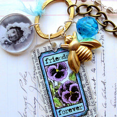 Tickets Rubber Stamp - Friends Forever - Honeybee - Pansies