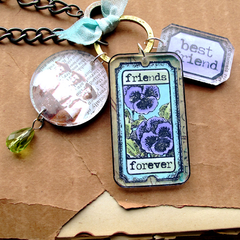 Tickets Rubber Stamp - Friends Forever - Honeybee - Pansies