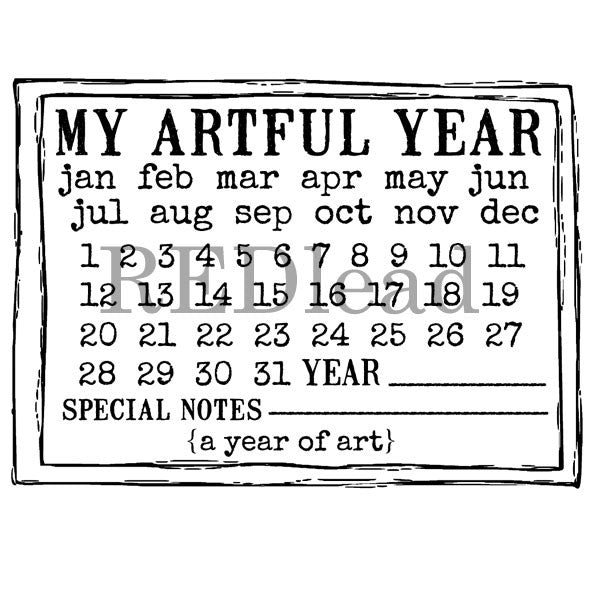 My Artful Year Calendar Rubber Stamp