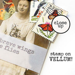 With Brave Wings Wood Mount Rubber Stamp